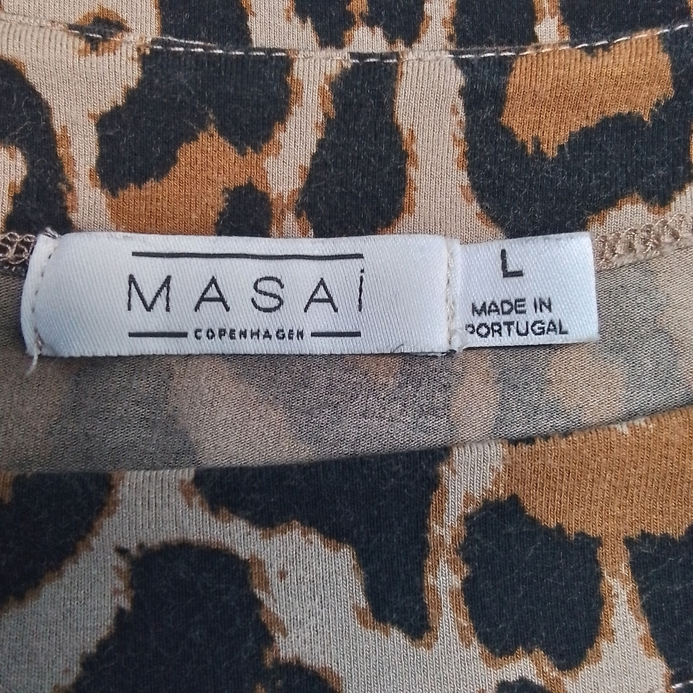 Masai Copenhagen leopard print long sleeve cotton swing dress size L - Picture 3 of 6